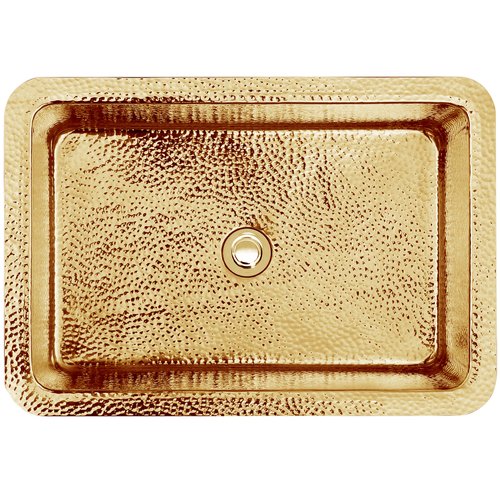Linkasink Bathroom Sinks - Unlacquered Brass - C054 PB Rectangle Satinless Steel Sink - 18 x 14 x 6 with 2" Drain Hole - Polished Unlacquered Brass